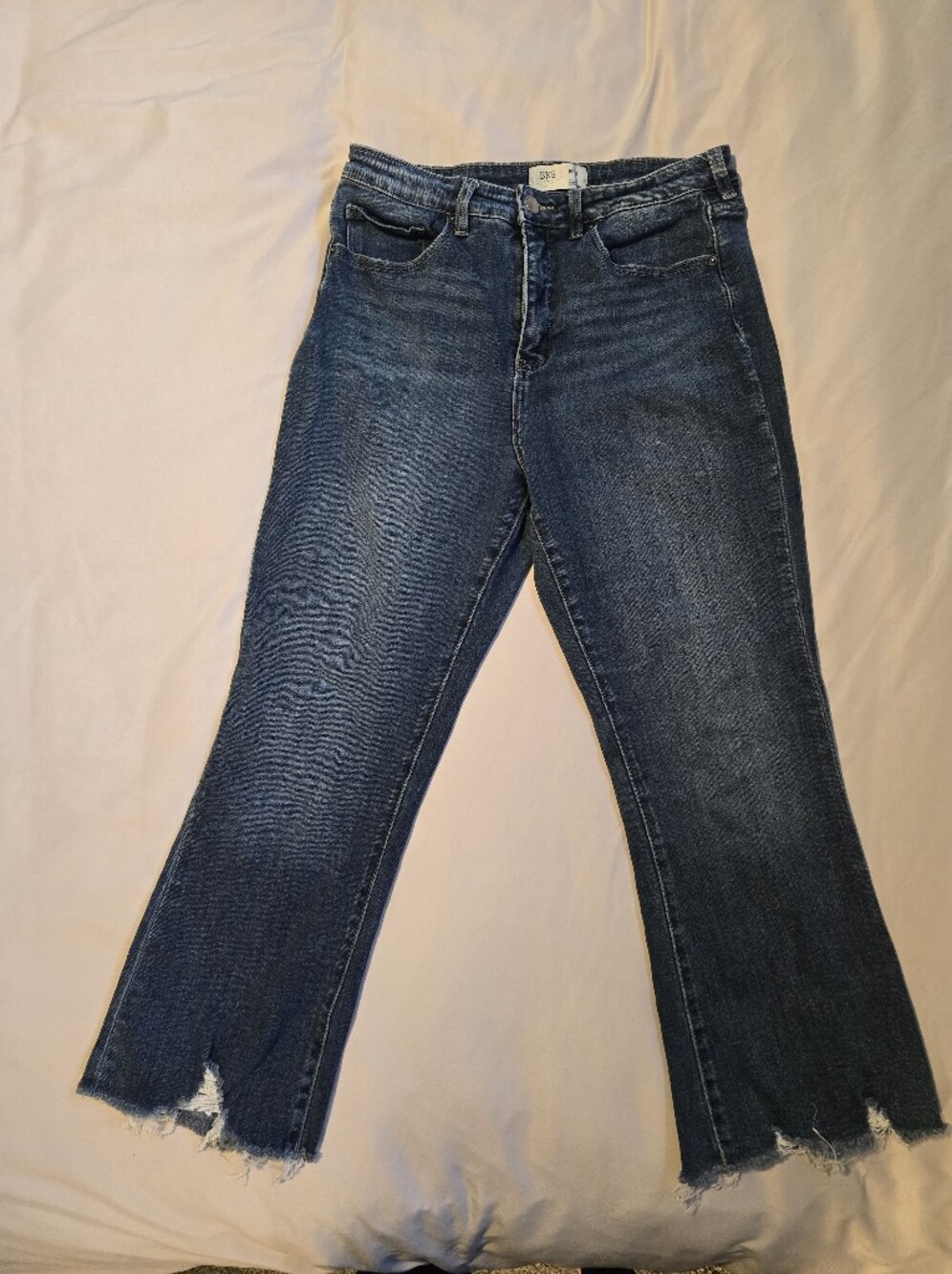 BKE Women's Dark Blue Raw Hem Cropped Jeans